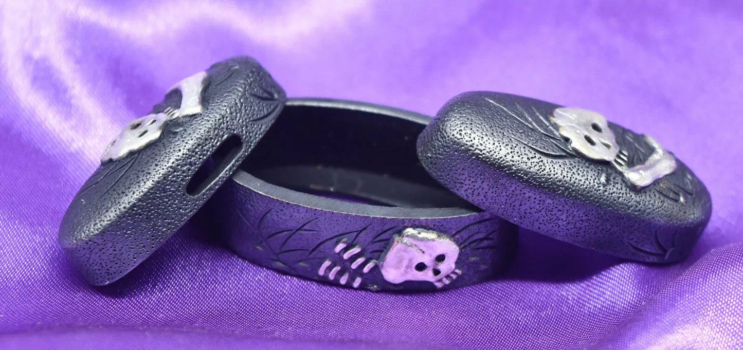 set of japanese sword fuchi kashira kojiri for tsuka katana fuchi size 40mm