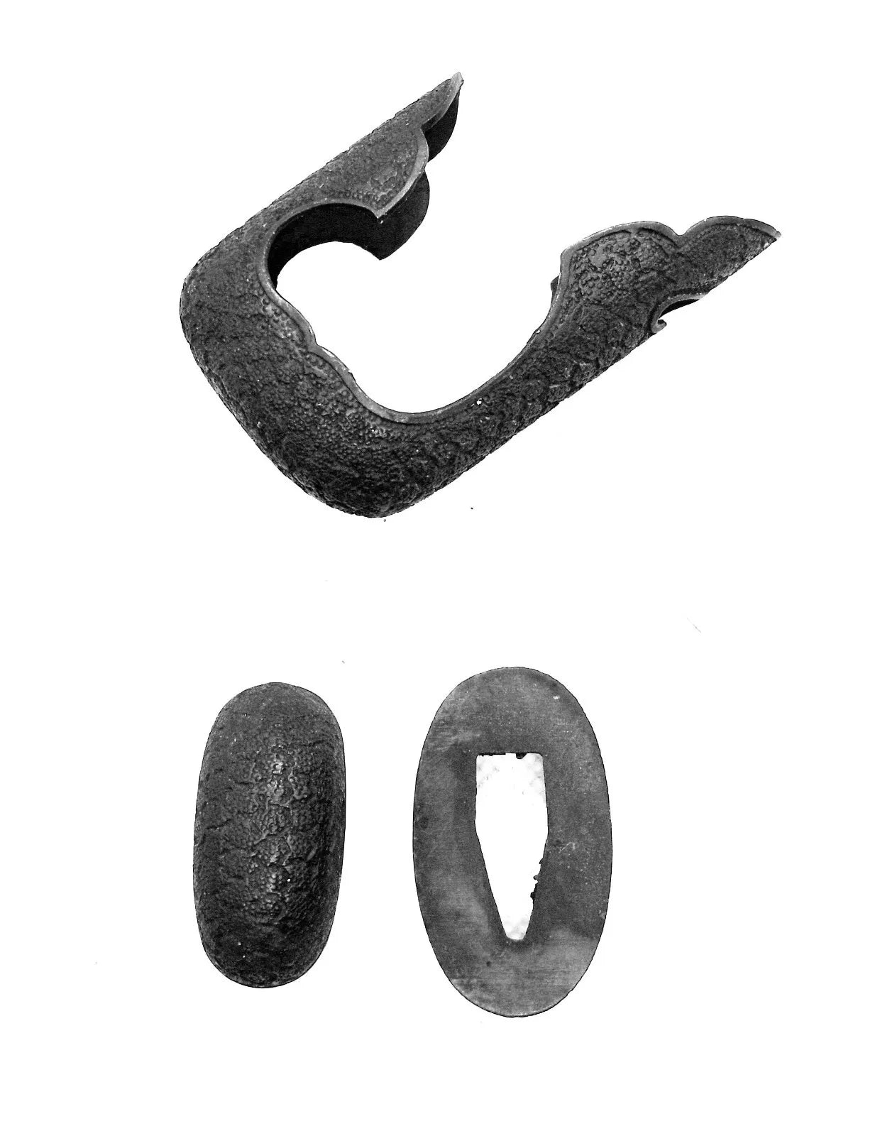 set of japanese sword fuchi kashira and kojiri for tsuka katana(big size 39mm)