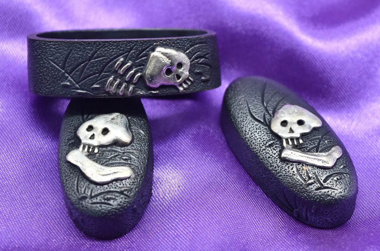 set of japanese sword fuchi kashira kojiri for tsuka katana fuchi size 40mm