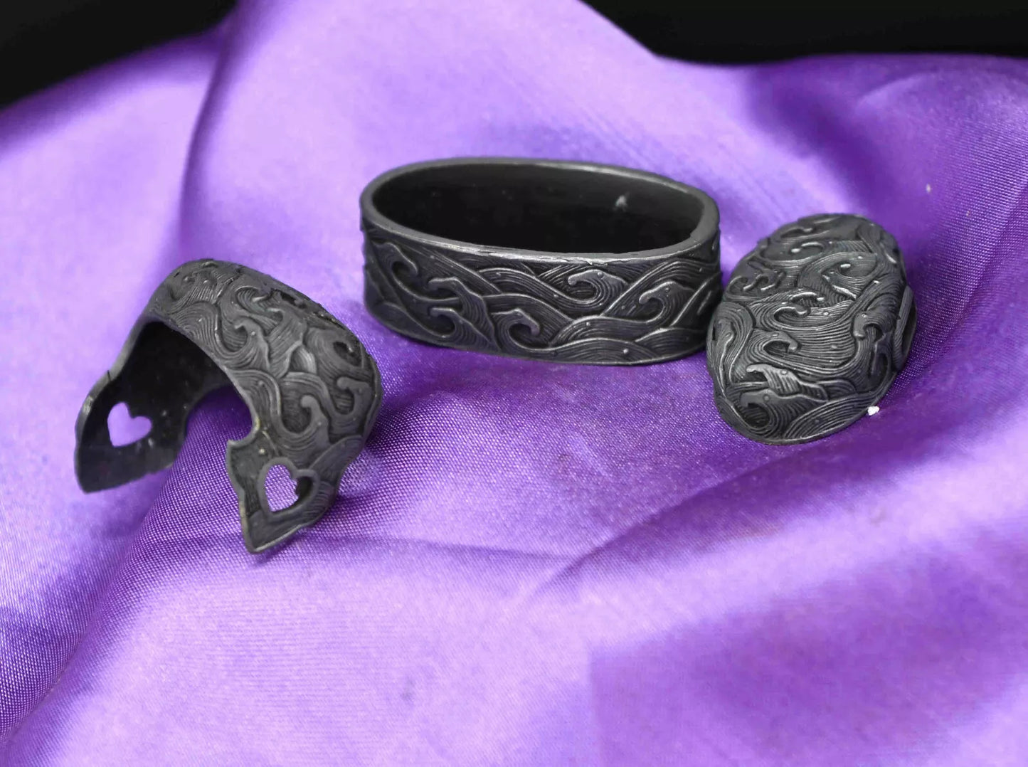 set of japanese sword fuchi kashira and kojiri for tsuka katana fuchi size 41mm